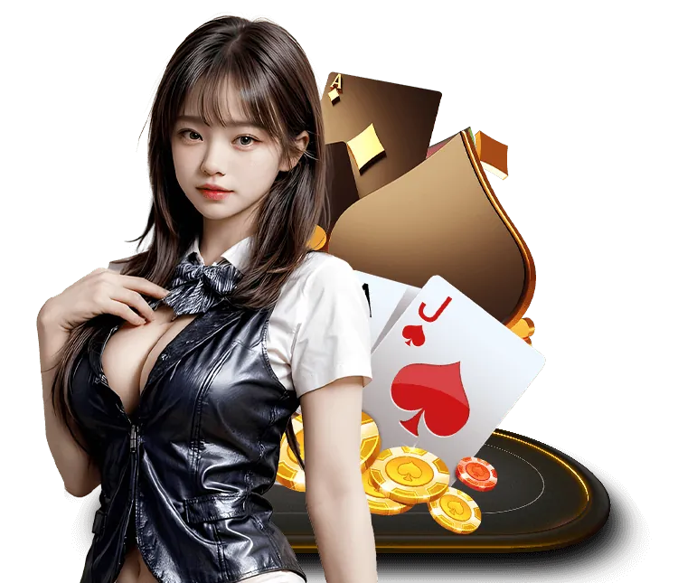 Hình ảnh casino trực tuyến với bàn Baccarat và dealer xinh đẹp